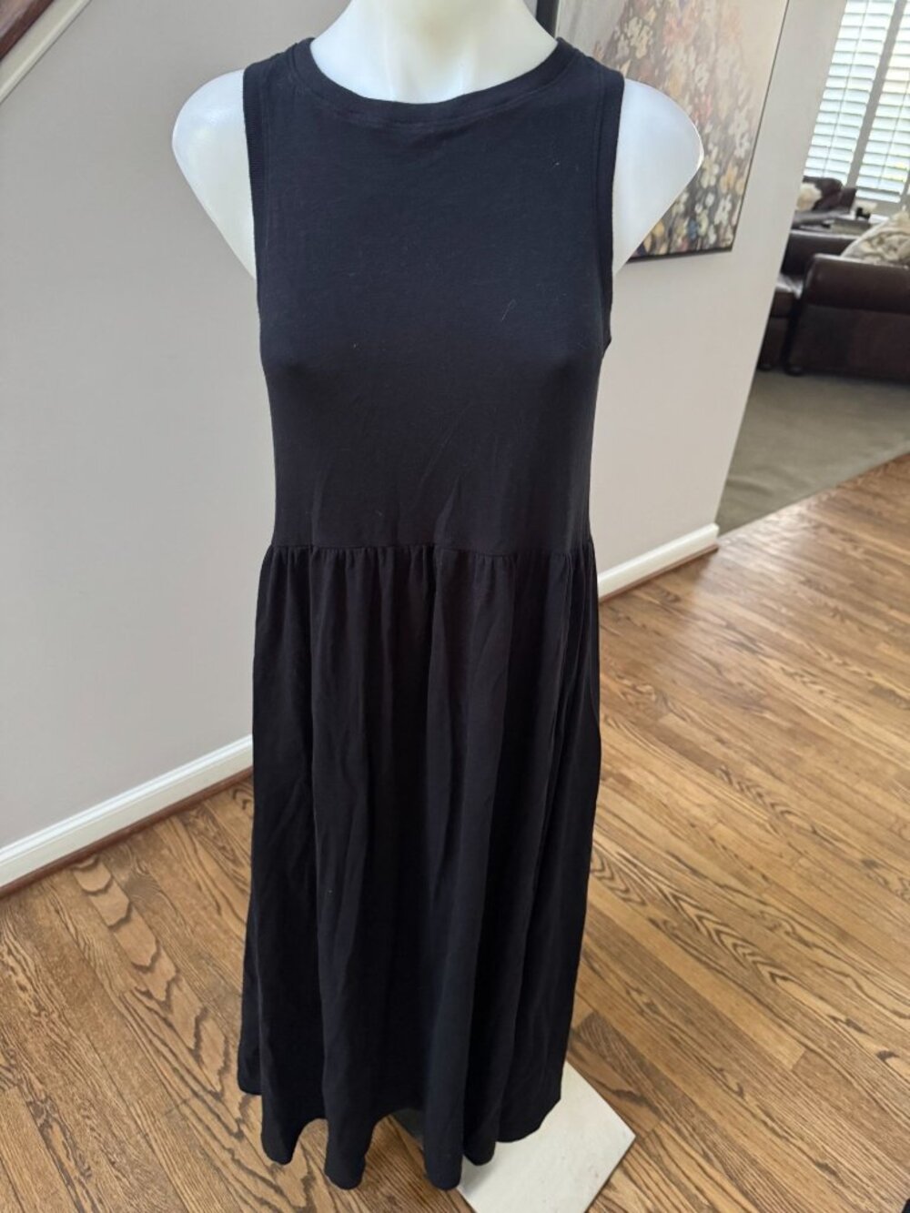 perfectwhitetee Eva Slub Jersey Tiered Maxi Dress Black Size Small
